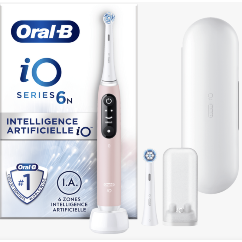 Oral-B iO 6 Rose Brosse à dents électrique avec 2 brossettes