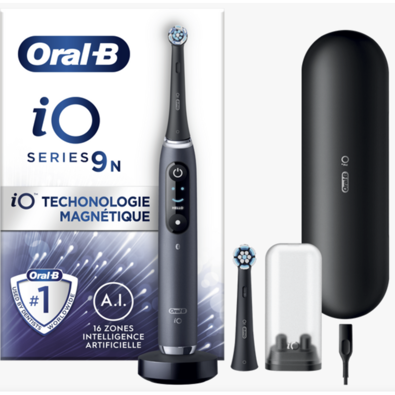 Oral-B iO 9 Noire Brosse à dents électrique avec 2 brossettes